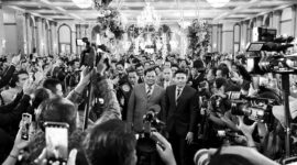 Menteri Pertahanan Prabowo Subianto menghadiri acara pernikahan Fritz Hutapea, putra Hotman Paris Hutapea dengan Chen Giovanis. (Instagram.com/@prabowo)