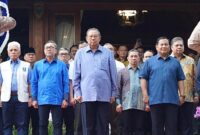 Keluarga besar Koalisi Indonesia Maju menerima Silahturahmi dari Presiden RI ke - 6 Susilo Bambang Yudhoyono bersama Agus Harimurti Yudhoyono. (Facbook.com/@Airlangga Hartarto)  