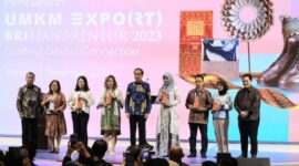 Presiden RI Joko Widodo menghadiri pembukaan UMKM EXPO(RT) BRILIANPRENEUR 2023, rangkaian dari HUT ke-128 BRI, yang diselenggarakan di Jakarta Convention Center pada tanggal 7 s.d 10 Desember 2023. (Dok. BRI)